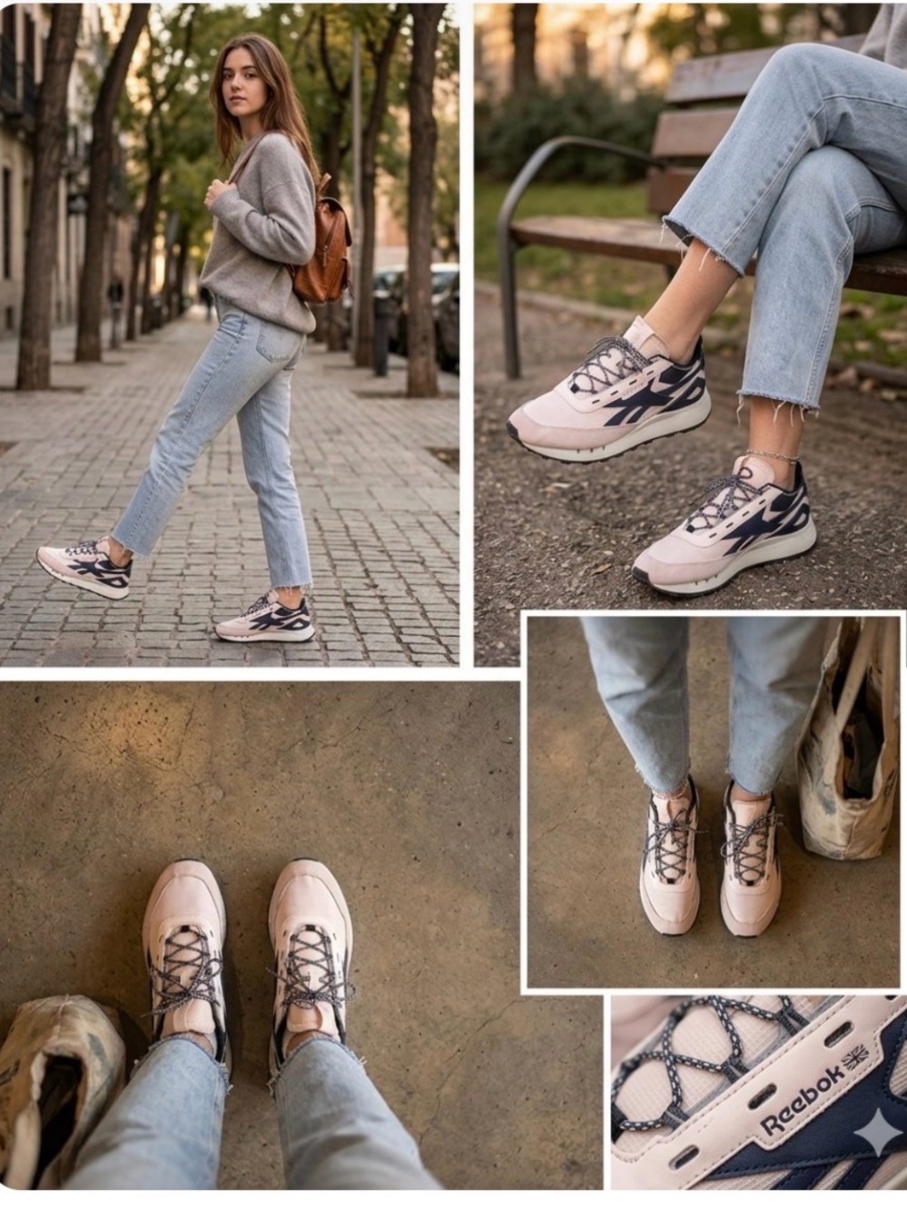 Reebok Women's Blush Pink and Navy Casual Sneakers